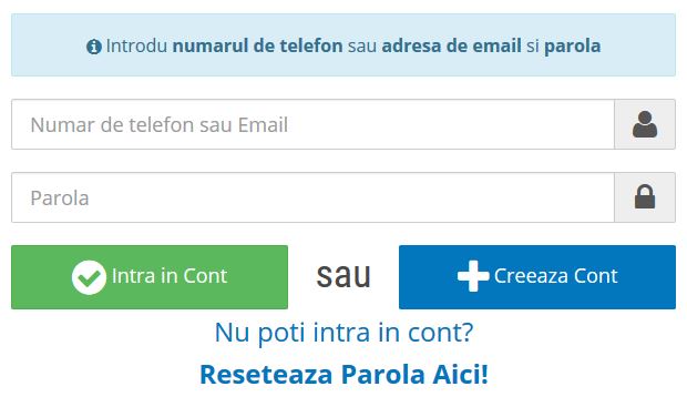 Exemplu intra in cont sau adauga anunt